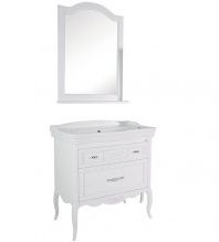 Мебель для ванной ASB-Woodline Модерн 85 белая, патина серебро