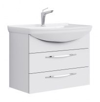 Тумба с раковиной Aqwella Аллегро 75 белая подвесная, 2 ящика