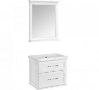 Мебель для ванной ASB-Woodline Венеция 70 белая, патина серебро