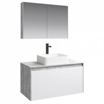 Мебель для ванной Aqwella 5 stars Mobi 100 фасад белый, корпус бетон светлый