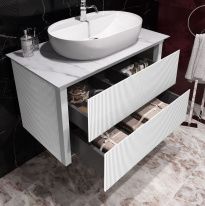 Тумба с раковиной Opadiris Рубинно 90 подвесная белая, со столешницей (One)