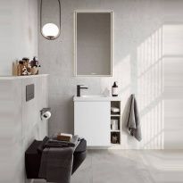 Мебель для ванной Aqwella Alba 60 L фасад белый матовый, корпус светлый камень