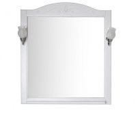 Зеркало ASB-Woodline Салерно 80 белое, патина серебро со светильниками