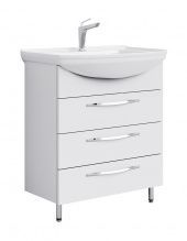 Тумба с раковиной Aqwella Аллегро 75 белая напольная, 3 ящика
