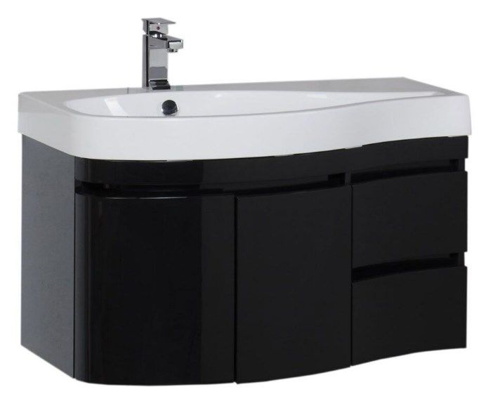 Тумба с раковиной Aquanet Сопрано 2-95 черная L