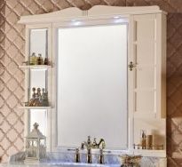 Зеркало Tessoro Siena 120 ивори ( полки + карниз + шкафчик L/R)