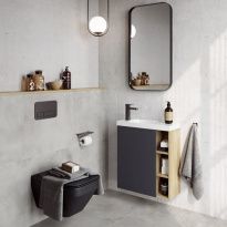Мебель для ванной Aqwella Alba 60 L фасад серый матовый, корпус дуб давос