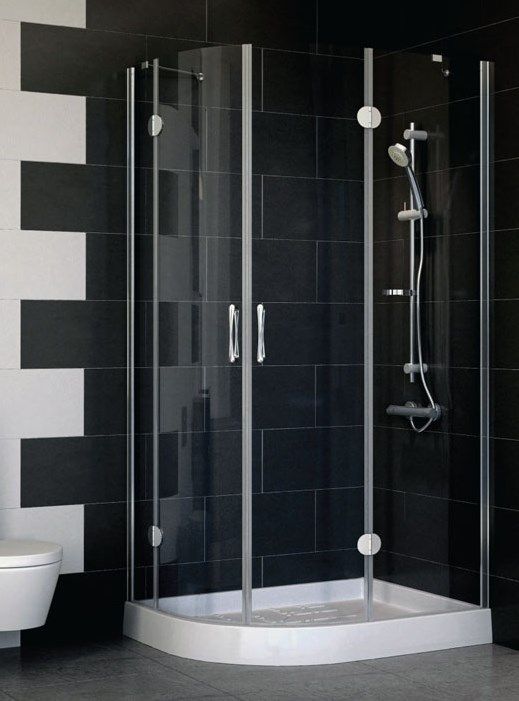 Душевое ограждение Vegas Glass AFS-F 120*100 08 10 L/R профиль глянцевый хром, стекло сатин