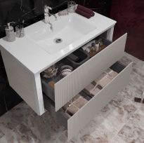 Тумба с раковиной Opadiris Рубинно 90 подвесная серая