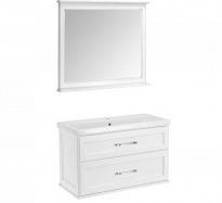 Мебель для ванной ASB-Woodline Венеция 100 белая, патина серебро