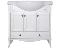 Тумба с раковиной ASB-Woodline Салерно 80 белая, патина серебро