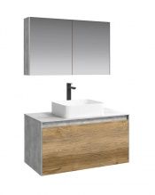 Мебель для ванной Aqwella 5 stars MobI 100 фасад дуб балтийский, корпус бетон светлый