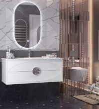 Мебель для ванной Opadiris Ибица 120 подвесная белая, фурнитура хром, с овальным зеркалом
