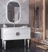 Мебель для ванной Opadiris Ибица 120 белая, фурнитура хром, с овальным зеркалом