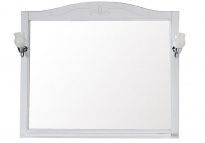 Зеркало ASB-Woodline Салерно 105 белое, патина серебро со светильниками