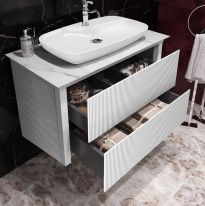 Тумба с раковиной Opadiris Рубинно 90 подвесная белая, со столешницей (Nova)