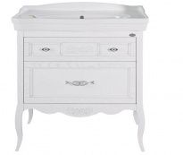 Тумба с раковиной ASB-Woodline Модерн 85 белая, патина серебро