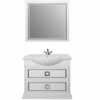 Мебель для ванной Tessoro Foster 80 напольная белая с патиной серебро