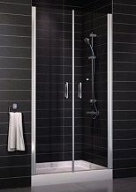 Дверь двустворчатая Vegas Glass E2P 0090 07 01 профиль матовый хром, стекло прозрачное