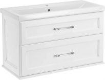 Тумба с раковиной ASB-Woodline Венеция 100 белая, патина серебро