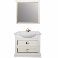 Мебель для ванной Tessoro Foster 65 напольная белая с патиной золото