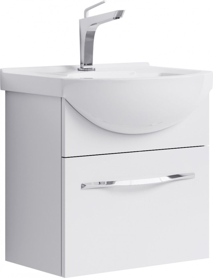 Тумба с раковиной Aqwella Аллегро 50 белая подвесная, 1 ящик