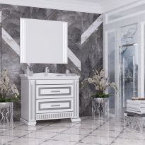 Мебель для ванной Opadiris Оникс 100 белая с серебряной патиной (раковина Karadokya 100)