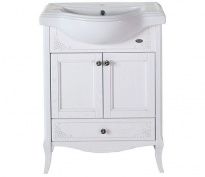 Тумба с раковиной ASB-Woodline Салерно 65 белая, патина серебро