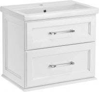 Тумба с раковиной ASB-Woodline Венеция 70 белая, патина серебро