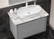 Тумба с раковиной Opadiris Луиджи 90 со столешницей (One) серая матовая