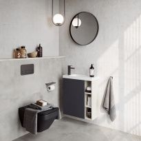 Мебель для ванной Aqwella Alba 60 L фасад серый матовый, корпус светлый камень