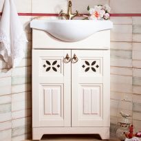 Тумба с раковиной Бриклаер Кантри 60 угловая, бежевый дуб прованс