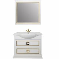 Мебель для ванной Tessoro Foster 80 напольная белая с патиной золото