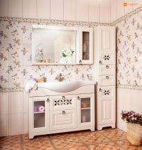 Мебель для ванной Бриклаер Кантри 120 зеркало с одним шкафчиком