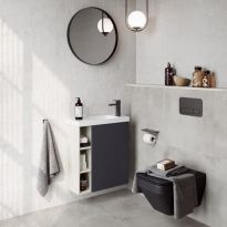 Мебель для ванной Aqwella Alba 60 R фасад серый матовый, корпус светлый камень