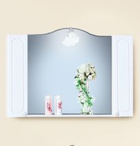 Зеркало Бриклаер Лючия 120 белое с двумя шкафчиками