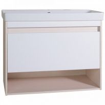 Тумба с раковиной ASB-Mebel Оливия 90 белый глянец/светлое дерево