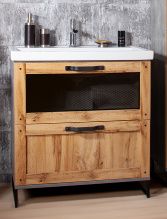 Тумба с раковиной Бриклаер Лофт 80 метрополитен грей