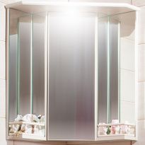 Зеркало-шкаф Бриклаер Кантри 50 угловой с балюстрадой, с подсветкой, бежевый дуб прованс