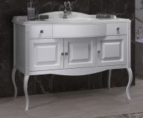 Тумба с раковиной Opadiris Лаура 120 белая матовая, с раковиной из литьевого мрамора