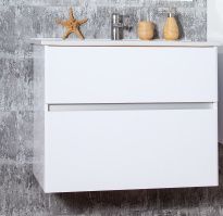 Тумба с раковиной Бриклаер Мальта 85 белый глянец