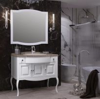 Мебель для ванной Opadiris Лаура 100 белая матовая, с мраморной столешницей