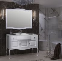 Мебель для ванной Opadiris Лаура 120 белая матовая, с раковиной из литьевого мрамора