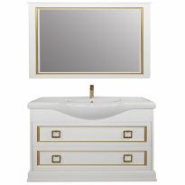 Мебель для ванной Tessoro Foster 120 напольная белая с патиной золото