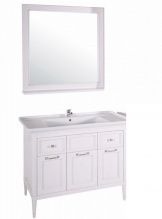 Мебель для ванной ASB-Woodline Гранда 105 белая, патина серебро