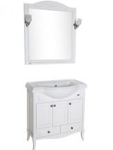 Мебель для ванной ASB-Woodline Салерно 80 белая, патина серебро