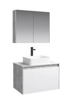 Мебель для ванной Aqwella 5 stars Mobi 80 фасад белый, корпус бетон светлый