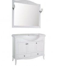 Мебель для ванной ASB-Woodline Салерно 105 белая, патина серебро