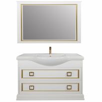 Мебель для ванной Tessoro Foster 105 напольная белая с патиной золото