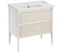Тумба с раковиной ASB-Woodline Лорена 80 белый/бежевый